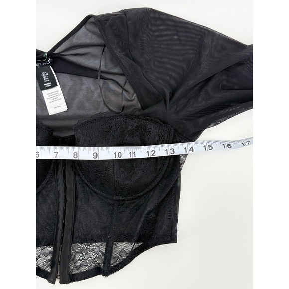Sincerely Jules Lace Mesh Corset Top Long Sleeve Hook Eye Crop Large Festival - Picture 6 of 10